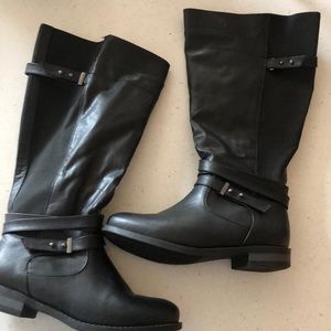 Torrid black, tall, wide calf boots.
